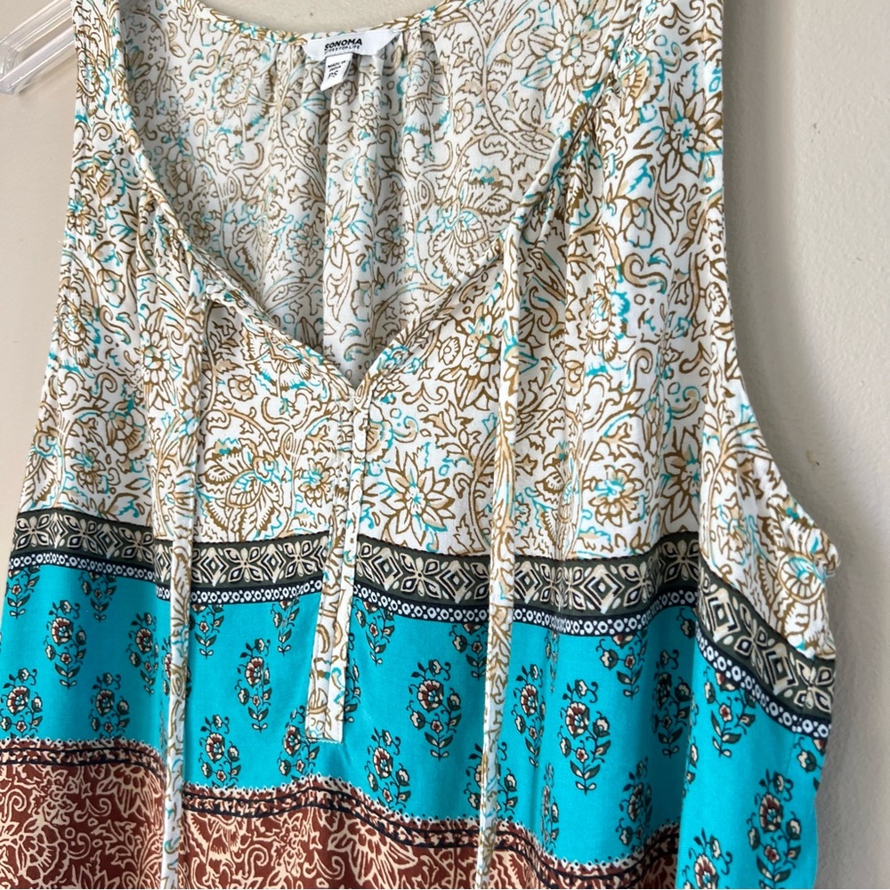 Sonoma Goods for Life Sleeveless Boho Mixed Print Tiered Rayon Tank Top Size S - Picture 6 of 10